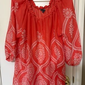 Unique Spectrum Red and White Floral Blouse